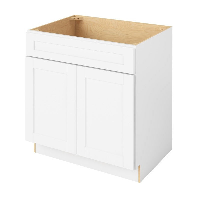 33"W Sink Base Cabinet with Double Doors in Catalina Polar White