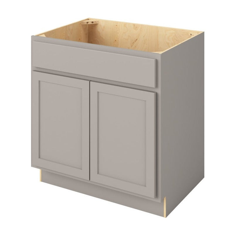 33"W Sink Base Cabinet with Double Doors in Hatteras Pebble Grey