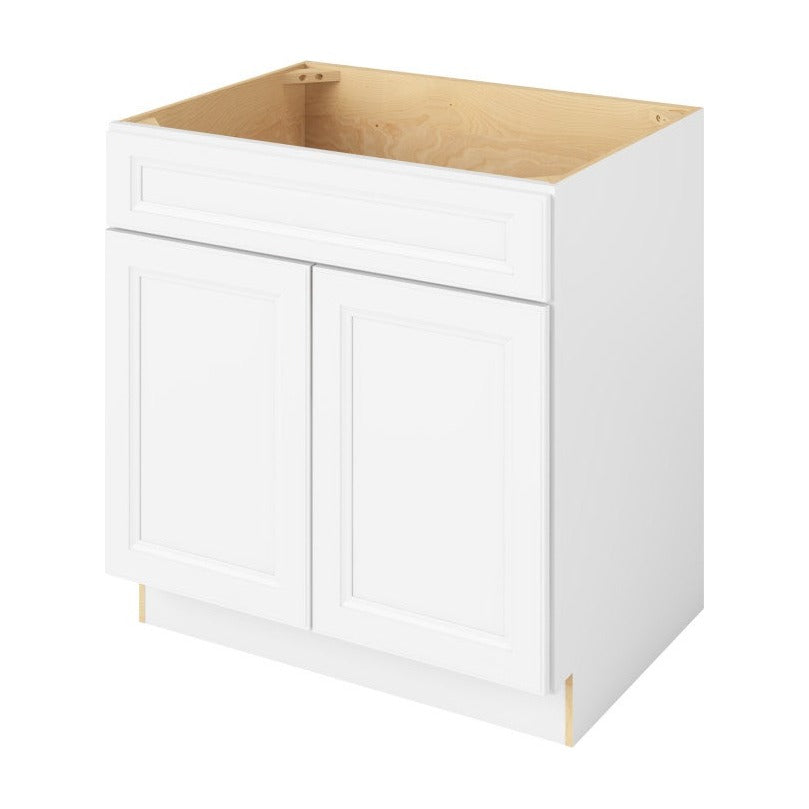 33"W Sink Base Cabinet with Double Doors in Maui Polar White