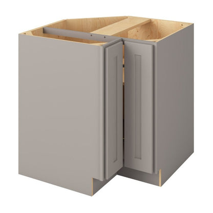 33"W Universal Corner Base Cabinet with Double Doors and One Shelf in Catalina Pebble Grey