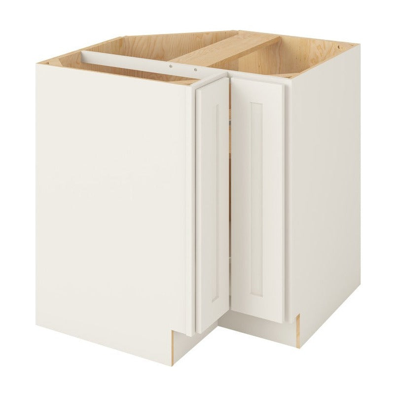 33"W Universal Corner Base Cabinet with Double Doors and One Shelf in Catalina Shell White