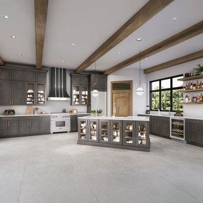 33"W x 24"H Wall Cabinet with Double Doors and One Shelf in Catalina Slate, view 3