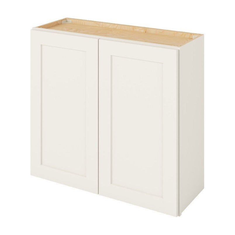 33"W x 30"H Wall Cabinet with Double Doors and Two Shelves in Catalina Shell White