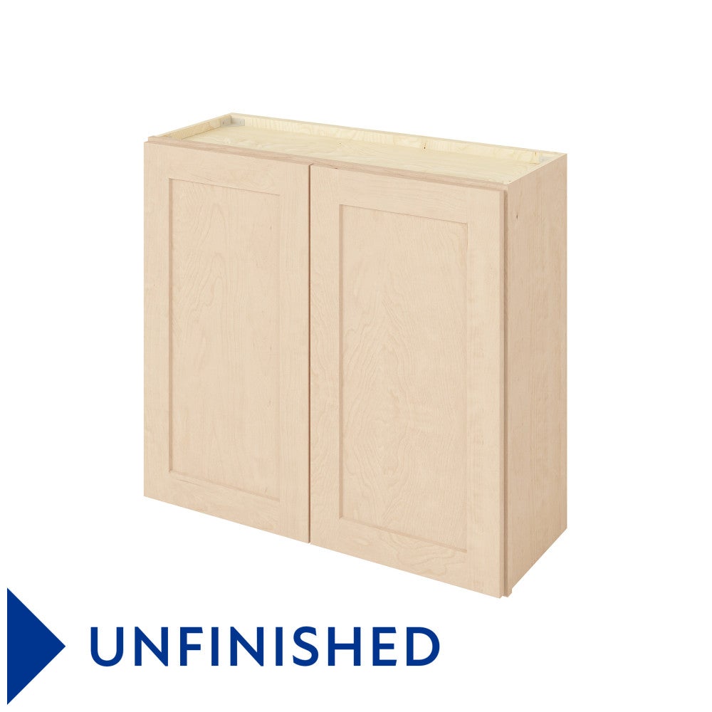 33"W x 30"H Wall Cabinet with Double Doors and Two Shelves in Catalina Unfinished
