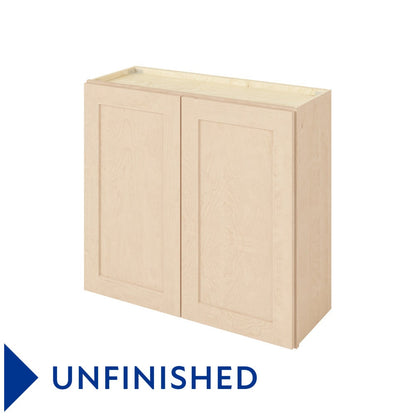 33"W x 30"H Wall Cabinet with Double Doors and Two Shelves in Catalina Unfinished