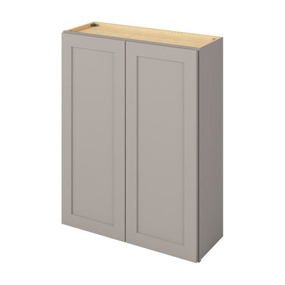 33"W x 36"H Wall Cabinet with Double Doors and Two Shelves in Catalina Pebble Grey