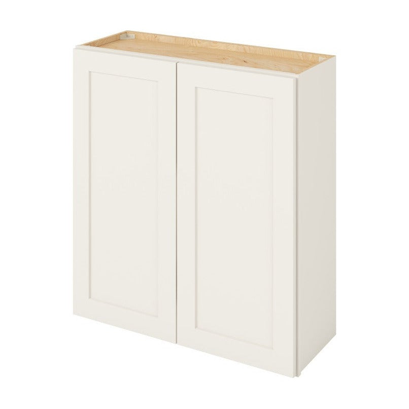 33"W x 36"H Wall Cabinet with Double Doors and Two Shelves in Catalina Shell White