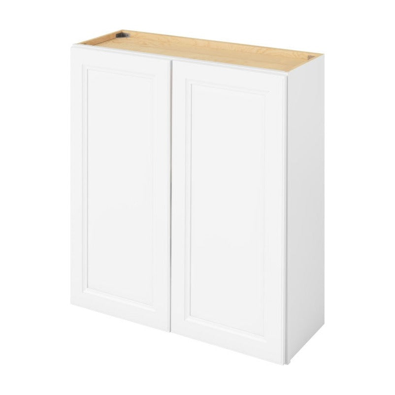 33"W x 36"H Wall Cabinet with Double Doors and Two Shelves in Maui Polar White