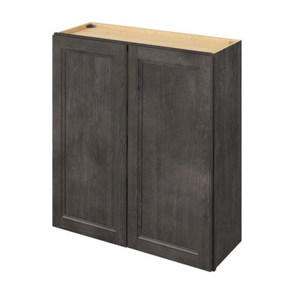 33"W x 36"H Wall Cabinet with Double Doors and Two Shelves in Maui Slate