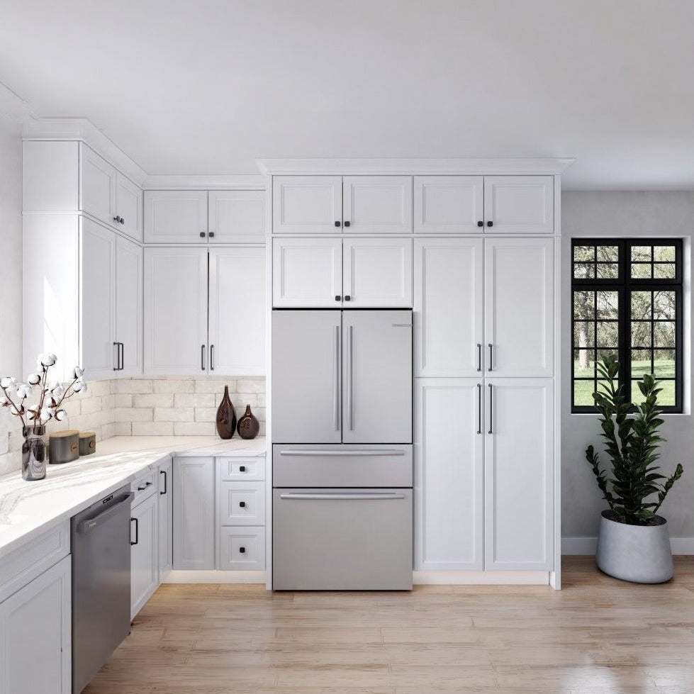 33"W x 84"H Double Oven Cabinet with Double Doors and One Drawer in Maui Polar White, view 5