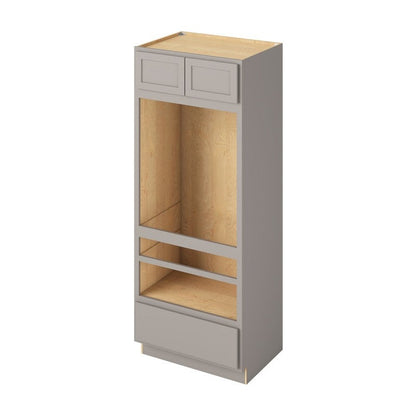 33"W x 84"H Universal Double Oven Cabinet with Double Doors and One Drawer in Hatteras Pebble Grey