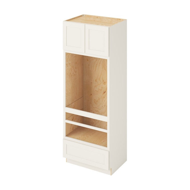 33"W x 90"H Universal Double Oven Cabinet with Double Doors and One Drawer in Catalina Shell White