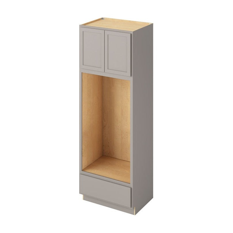 33"W x 96"H Double Oven Cabinet with Double Doors and One Drawer in Hatteras Pebble Grey