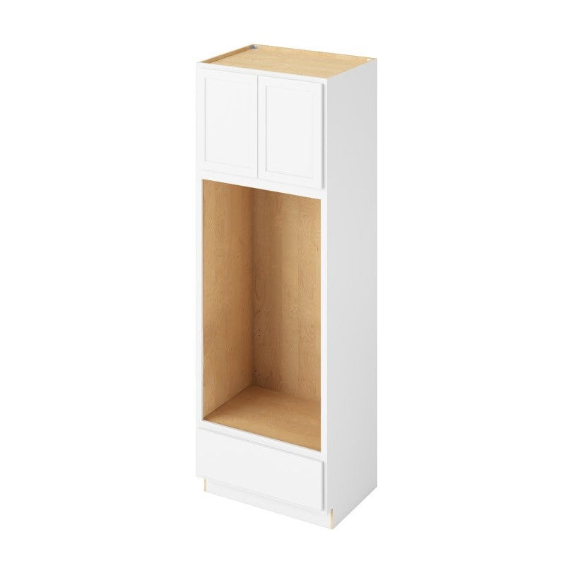 33"W x 96"H Double Oven Cabinet with Double Doors and One Drawer in Hatteras Polar White