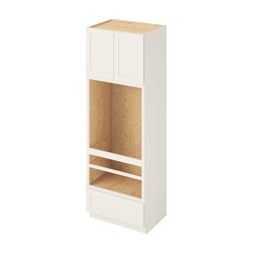 33"W x 96"H Universal Double Oven Cabinet with Double Doors and One Drawer in Catalina Shell White
