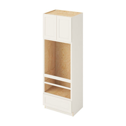 33"W x 96"H Universal Double Oven Cabinet with Double Doors and One Drawer in Catalina Shell White
