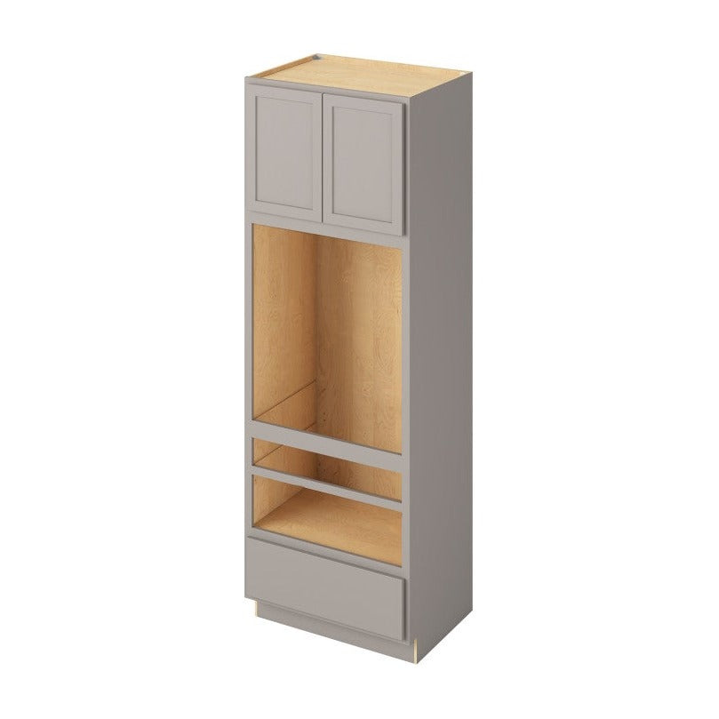 33"W x 96"H Universal Double Oven Cabinet with Double Doors and One Drawer in Hatteras Pebble Grey