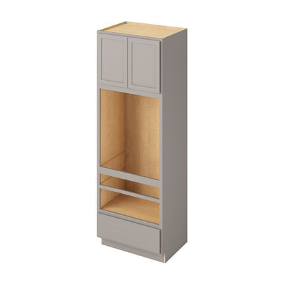 33"W x 96"H Universal Double Oven Cabinet with Double Doors and One Drawer in Hatteras Pebble Grey