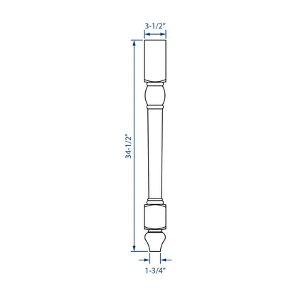 34.5"H Decorative Leg in Polar White, view 3