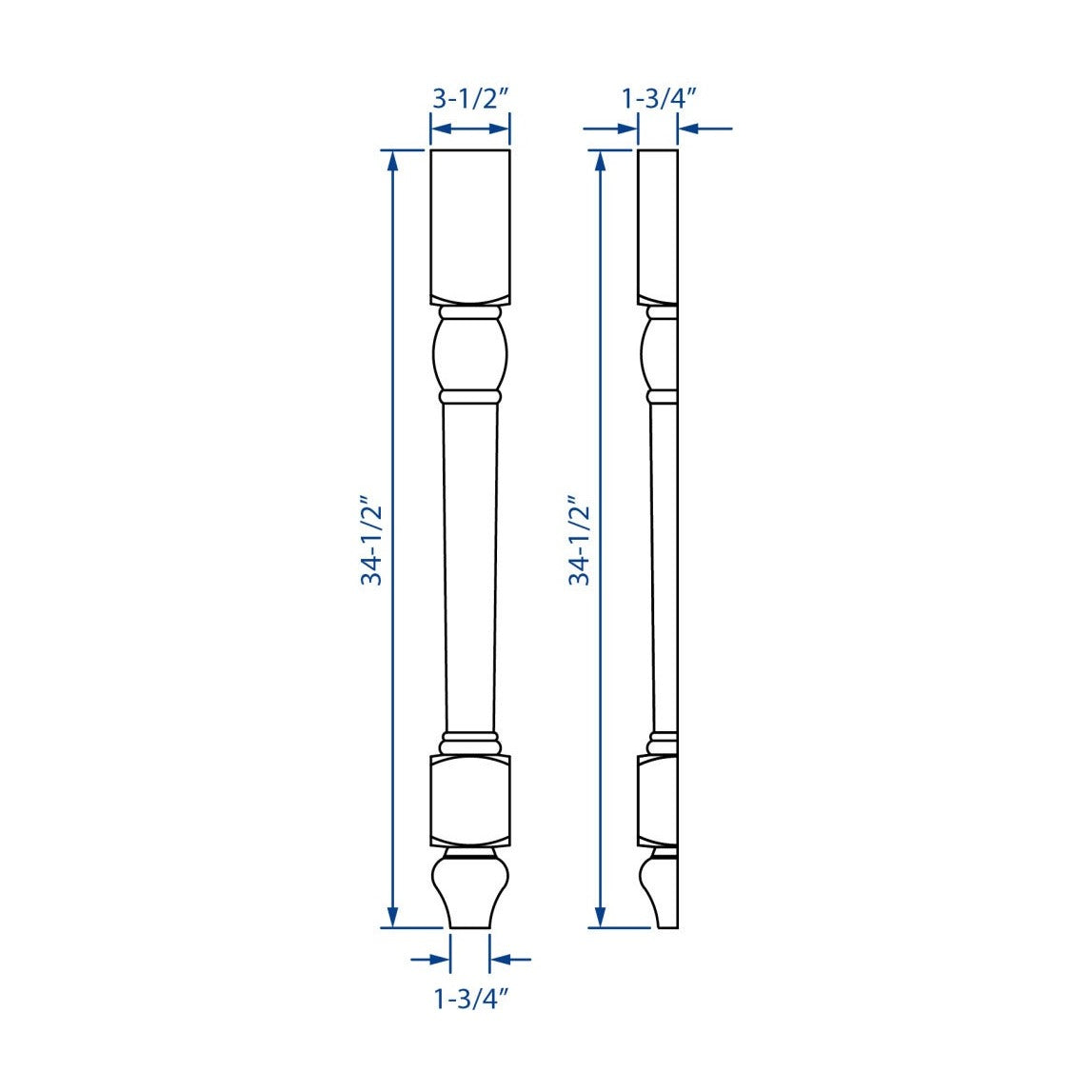 34.5"H Split Decorative Leg in Espresso, view 4