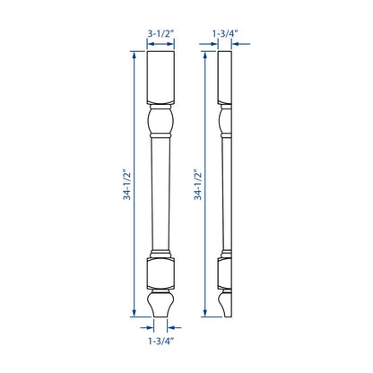 34.5"H Split Decorative Leg in Pebble Grey, view 4