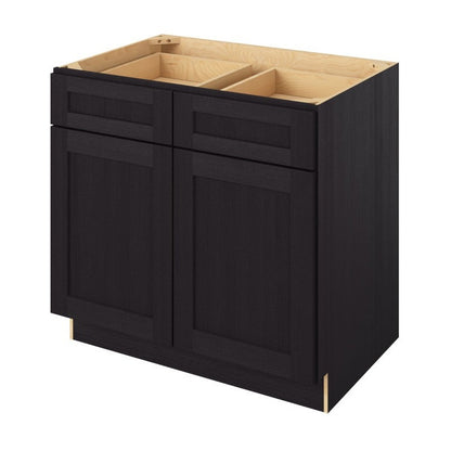 36"W Base Cabinet with Double Doors and Double Drawers in Catalina Espresso