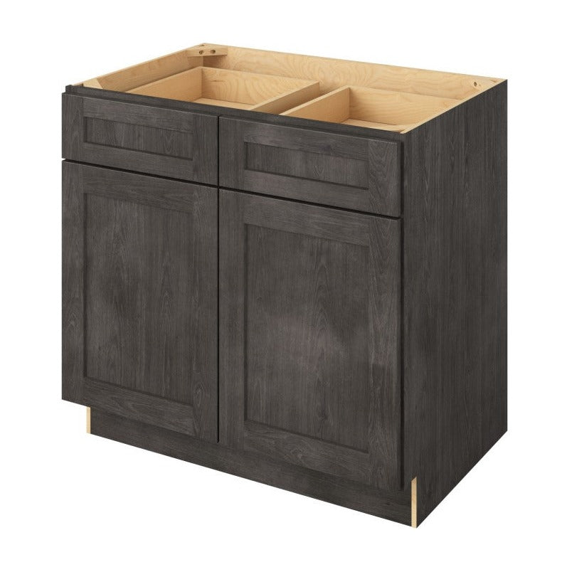 36"W Base Cabinet with Double Doors and Double Drawers in Catalina Slate