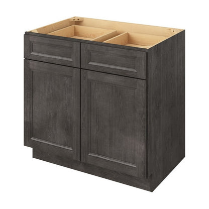 36"W Base Cabinet with Double Doors and Double Drawers in Maui Slate