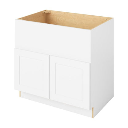 36"W Farmhouse Sink Base Cabinet with Double Doors in Catalina Polar White