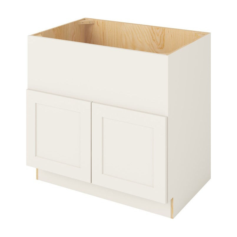 36"W Farmhouse Sink Base Cabinet with Double Doors in Catalina Shell White