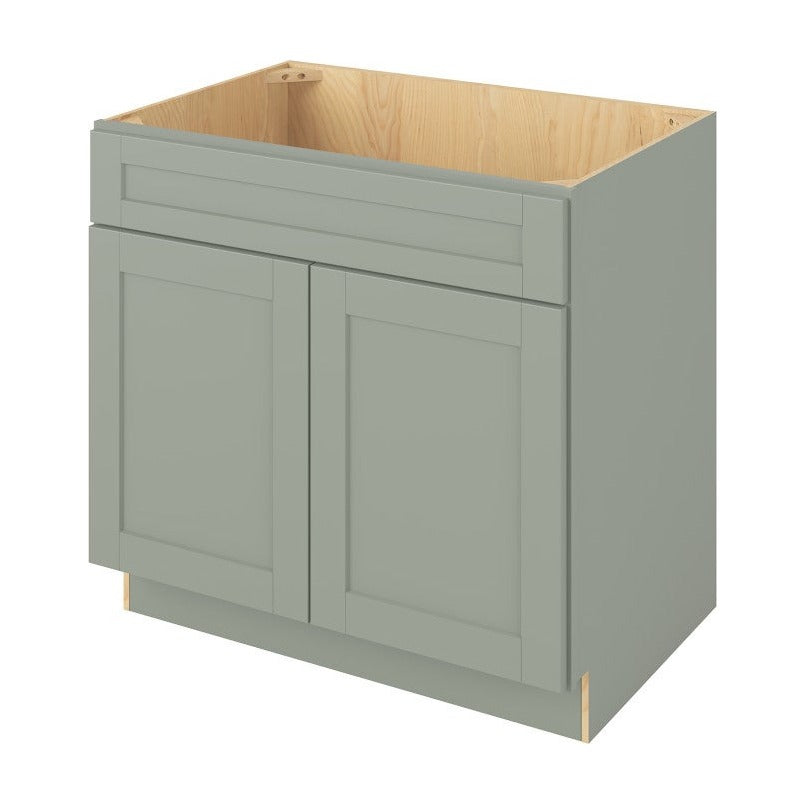 36"W Sink Base Cabinet with Double Doors in Catalina Sage Green