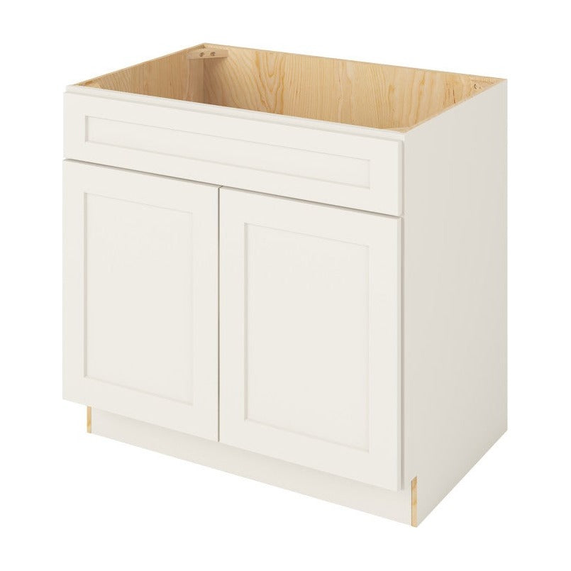 36"W Sink Base Cabinet with Double Doors in Catalina Shell White