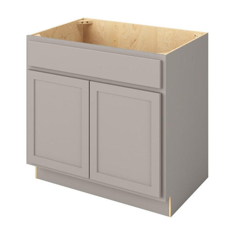 36"W Sink Base Cabinet with Double Doors in Hatteras Pebble Grey