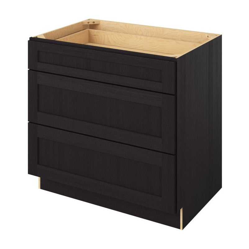 36"W Three Drawer Base Cabinet in Catalina Espresso