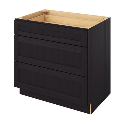 36"W Three Drawer Base Cabinet in Catalina Espresso