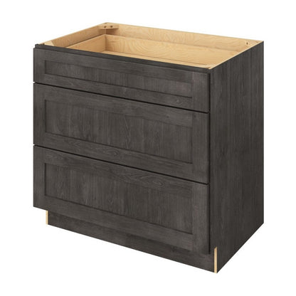 36"W Three Drawer Base Cabinet in Catalina Slate