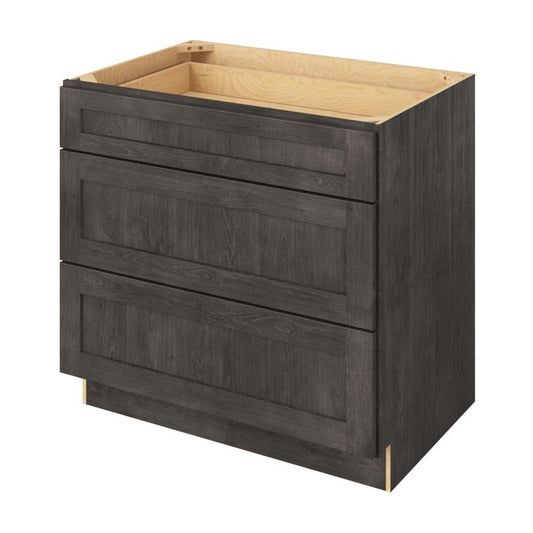 36"W Three Drawer Base Cabinet in Catalina Slate
