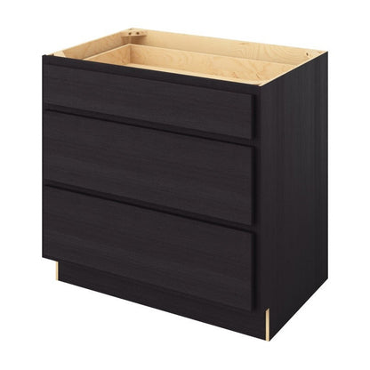 36"W Three Drawer Base Cabinet in Hatteras Espresso