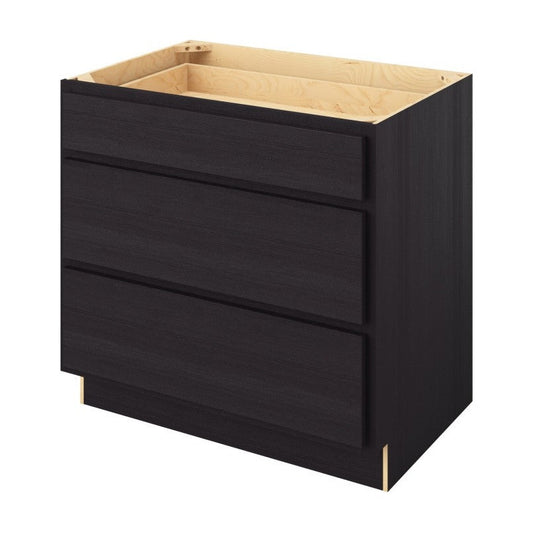 36"W Three Drawer Base Cabinet in Hatteras Espresso