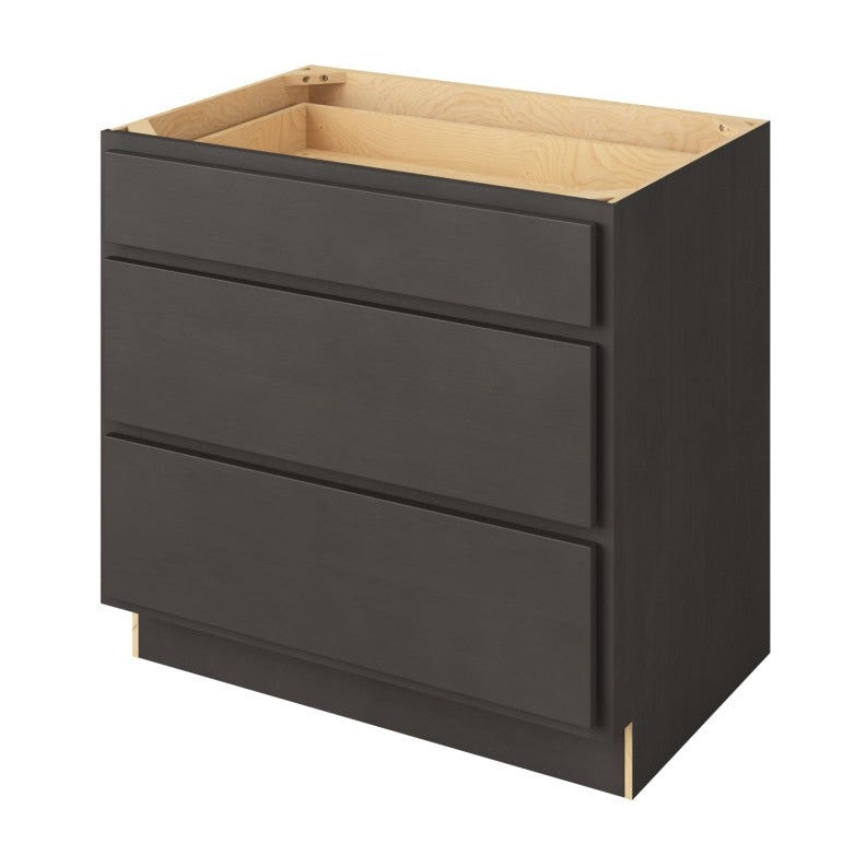36"W Three Drawer Base Cabinet in Hatteras Slate