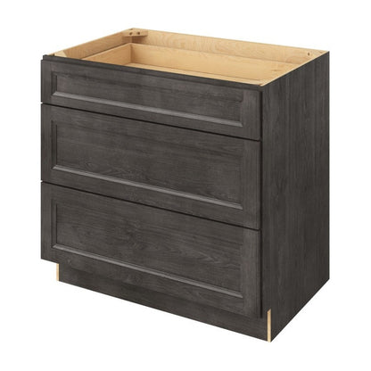 36"W Three Drawer Base Cabinet in Maui Slate