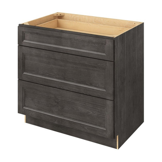 36"W Three Drawer Base Cabinet in Maui Slate