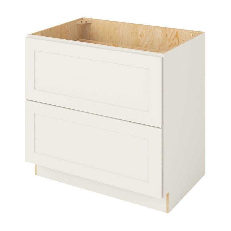 36"W Two Drawer Base Cabinet in Catalina Shell White