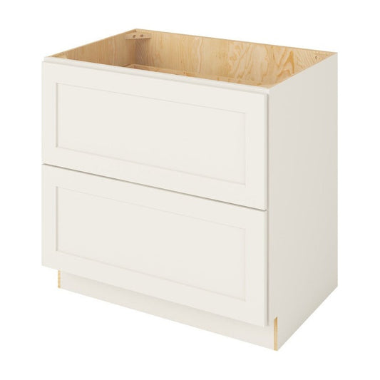 36"W Two Drawer Base Cabinet in Catalina Shell White