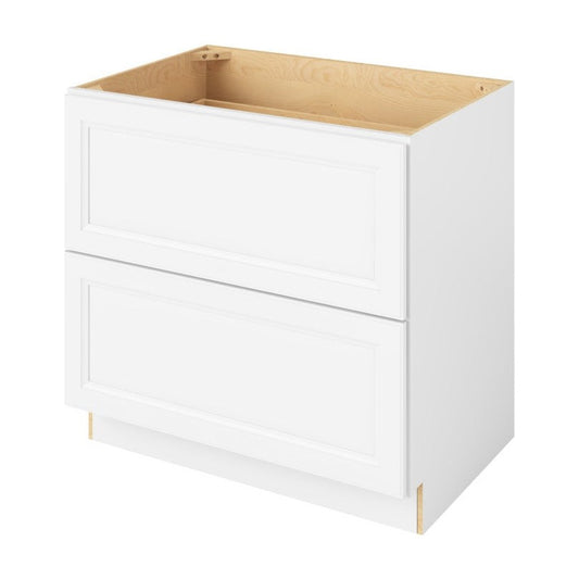 36"W Two Drawer Base Cabinet in Maui Polar White