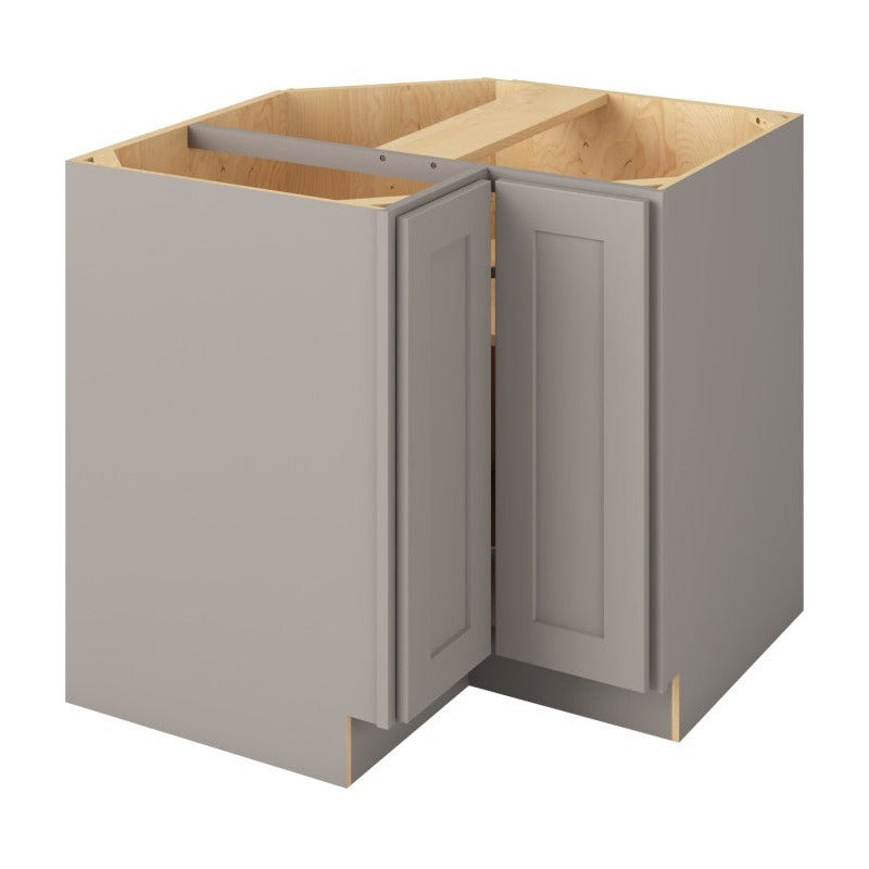 36"W Universal Corner Base Cabinet with Double Doors and One Shelf in Catalina Pebble Grey
