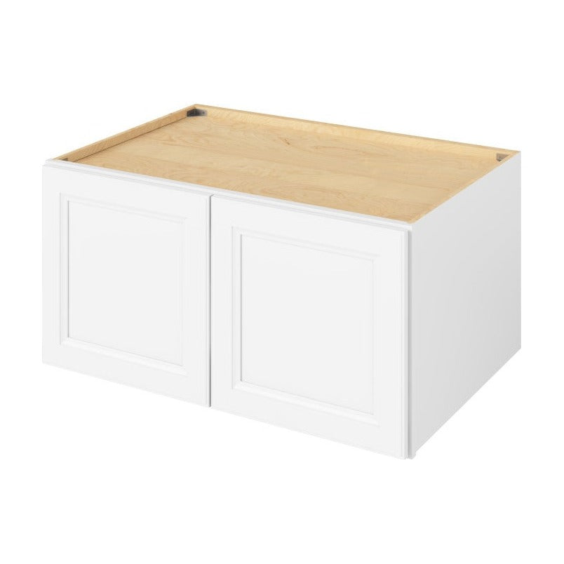 36"W x 18"H x 24"D Deep Wall Fridge Cabinet with Double Doors in Maui Polar White