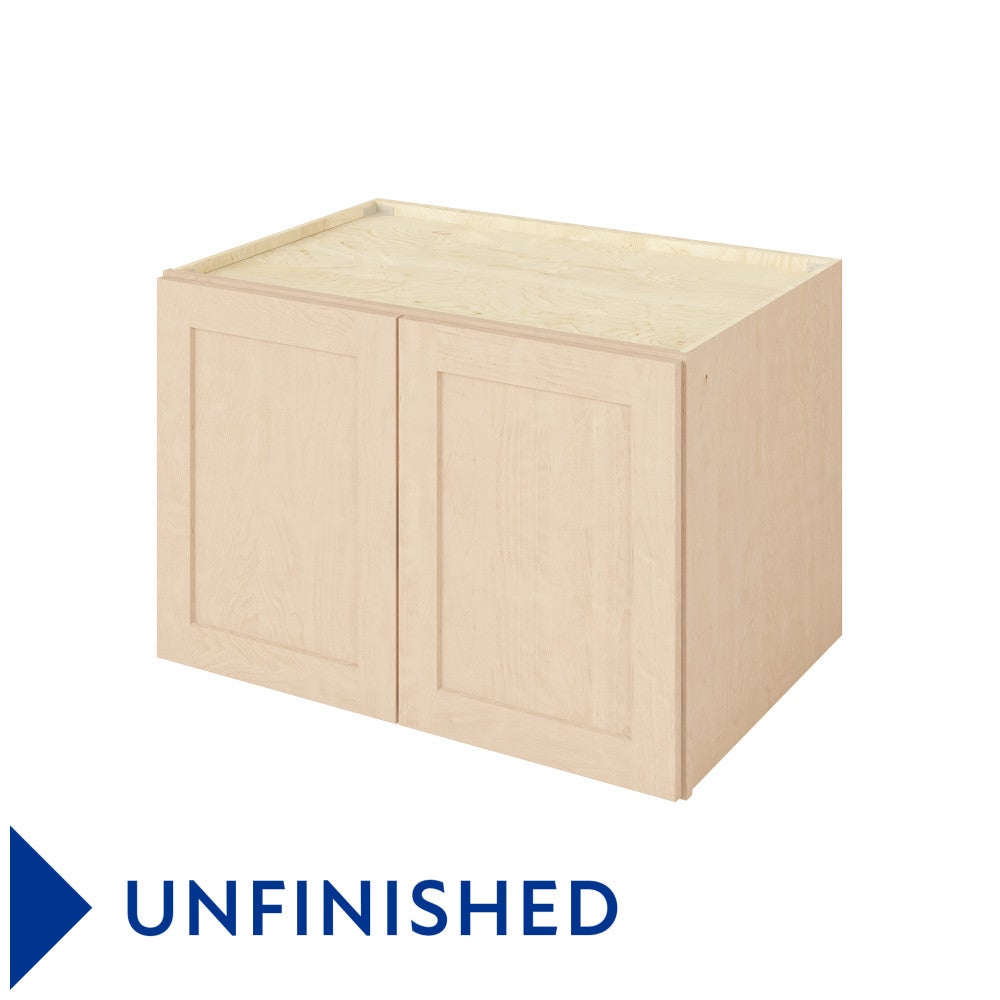 36"W x 24"H x 24"D Deep Wall Fridge Cabinet with Double Doors and One Shelf in Catalina Unfinished