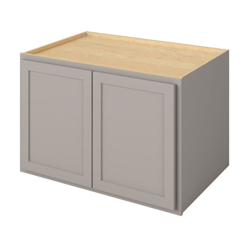 36"W x 24"H x 24"D Deep Wall Fridge Cabinet with Double Doors and One Shelf in Hatteras Pebble Grey