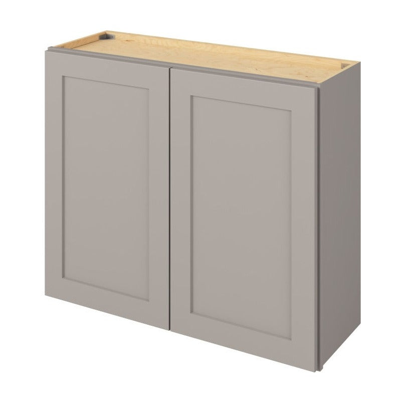 36"W x 30"H Wall Cabinet with Double Doors and Two Shelves in Catalina Pebble Grey